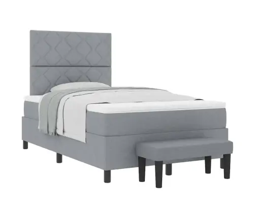 Kastes Pavasara Gulta Ar Matraci Un Soliņu Gaismas Pelēkā Krāsā 120X200 Cm Auduma Vidaxl