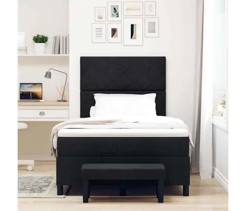 Kastes Atsperu Gulta Ar Matraci Un Soli Melnā Krāsā 120X200 Cm Vidaxl