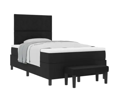 Kastes Atsperu Gulta Ar Matraci Un Soli Melnā Krāsā 120X200 Cm Vidaxl