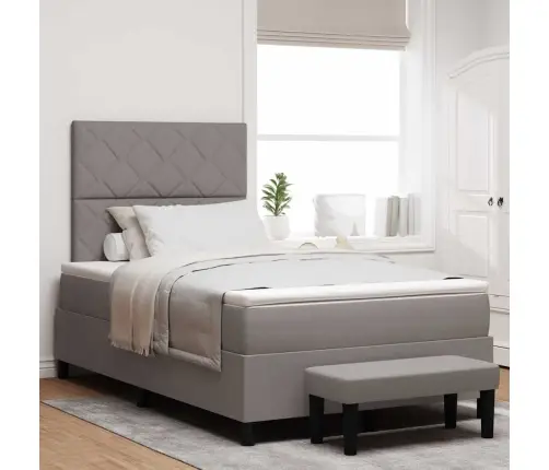 Kiemas Lova Taupe 120 X 200 Cm Audinys & Apdirbta Mediena