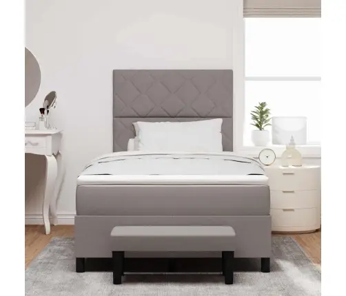 Kiemas Lova Taupe 120 X 200 Cm Audinys & Apdirbta Mediena