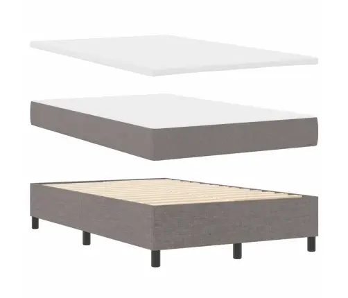 Kiemas Lova Taupe 120 X 200 Cm Audinys & Apdirbta Mediena