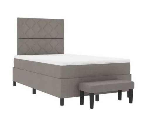 Kiemas Lova Taupe 120 X 200 Cm Audinys & Apdirbta Mediena