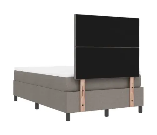 Kiemas Lova Taupe 120 X 200 Cm Audinys & Apdirbta Mediena