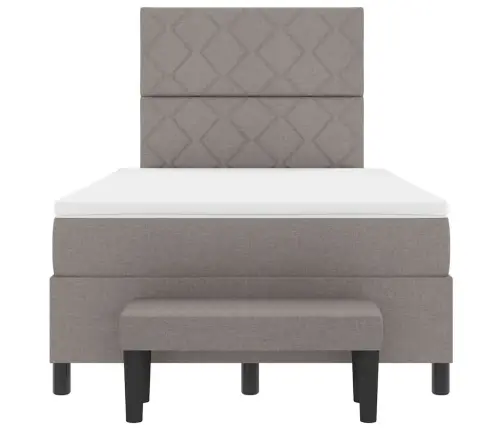 Kiemas Lova Taupe 120 X 200 Cm Audinys & Apdirbta Mediena