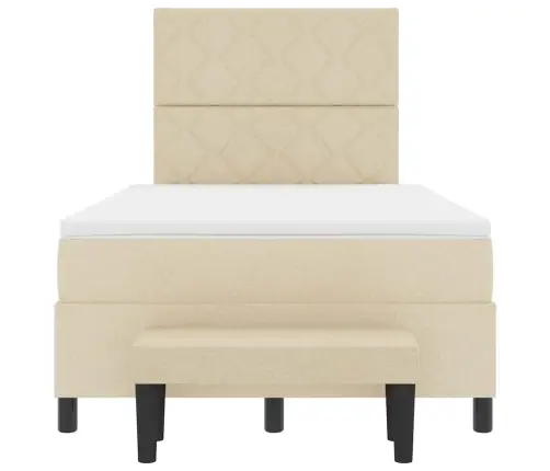 Kastītes Atsperu Gulta Ar Matraci Krēmkrāsa 120 X 200 Cm Audums Vidaxl