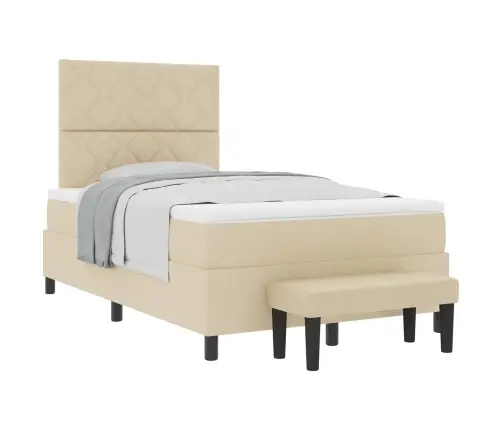 Kastītes Atsperu Gulta Ar Matraci Krēmkrāsa 120 X 200 Cm Audums Vidaxl