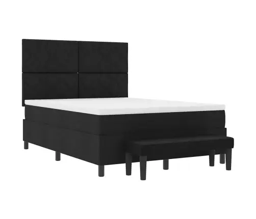 Kastītes Atsperu Gulta Ar Matraci Melna 140 X 190 Cm Audums Vidaxl