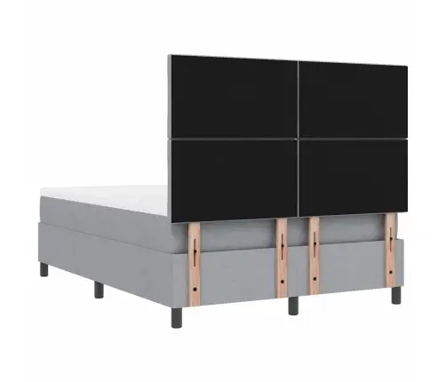 Kastes Atsperu Gulta Ar Matraci Un Soliņu Gaiši Pelēks 140X200 Cm Audums Vidaxl