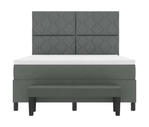 Kiemas Lova Su Čiužiniu Tamsiai Pilka 140 X 200 Cm