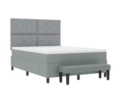 Kastītes Gulta Ar Matraci Un Soliņu Gaiši Pelēka 160X200 Cm Audums Vidaxl