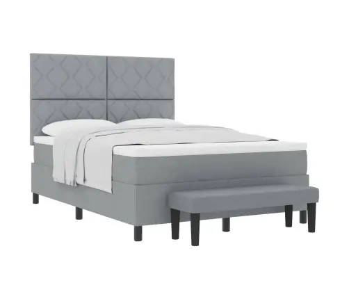 Kastītes Gulta Ar Matraci Un Soliņu Gaiši Pelēka 160X200 Cm Audums Vidaxl