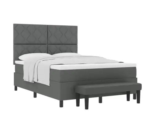 Kastītes Gulta Ar Matraci & Soli Tumši Pelēkā Krāsā 160X200 Cm Audums Vidaxl