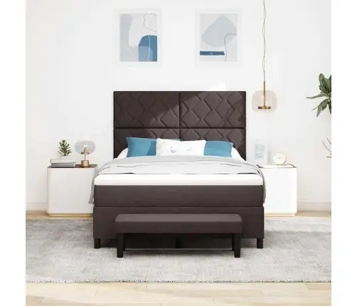 Kiemas Lova Su Čiužiniu Tamsiai Rudas 160 X 200 Cm Audinys