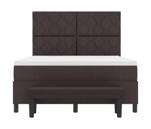 Kiemas Lova Su Čiužiniu Tamsiai Rudas 160 X 200 Cm Audinys