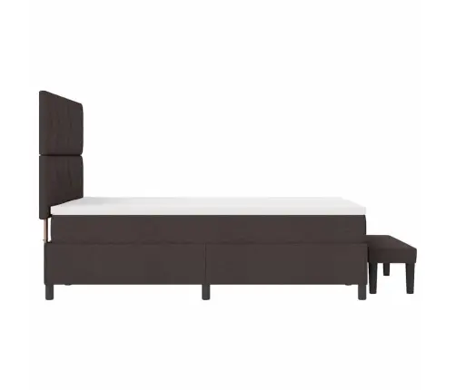 Kiemas Lova Su Čiužiniu Tamsiai Rudas 160 X 200 Cm Audinys