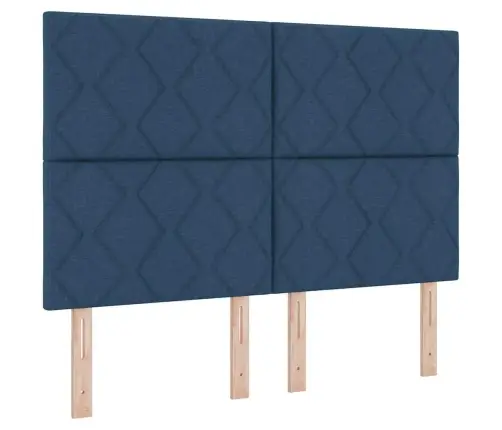 Kastītes Atsperu Gulta Ar Matraci Zila 160 X 200 Cm Audums Vidaxl