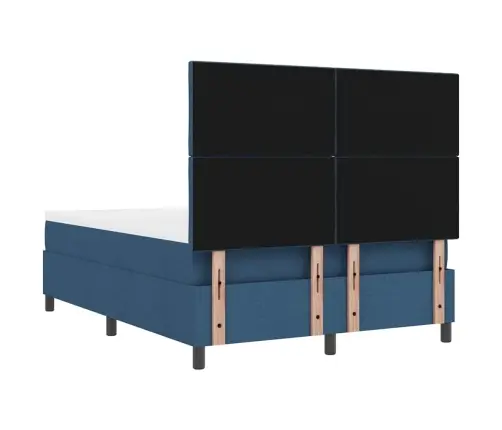 Kastītes Atsperu Gulta Ar Matraci Zila 160 X 200 Cm Audums Vidaxl