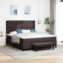 Kastītes Atsperu Gulta Tumši Brūna 180 X 200 Cm Audums Vidaxl Kastītes Atsperu Gulta Tumši Brūna 180 X 200 Cm Audums Vidaxl