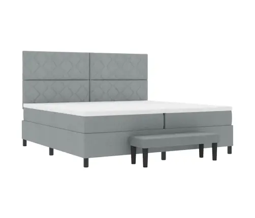 Kastes Atsperu Gulta Ar Matraci Un Soli Gaiši Pelēks 200X200 Cm Audums Vidaxl