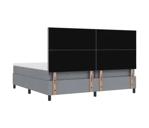 Kastes Atsperu Gulta Ar Matraci Un Soli Gaiši Pelēks 200X200 Cm Audums Vidaxl