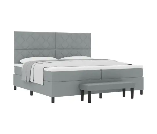 Kastes Atsperu Gulta Ar Matraci Un Soli Gaiši Pelēks 200X200 Cm Audums Vidaxl