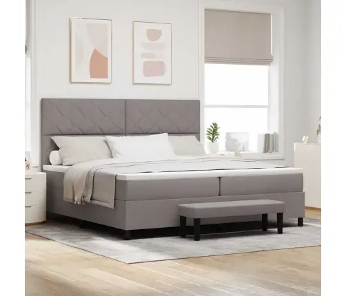 Kastītes Atsperu Gulta Pelēkbrūna 200 X 200 Cm Audums Vidaxl