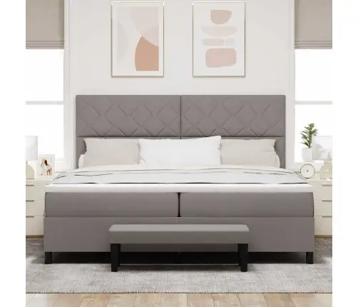 Kastītes Atsperu Gulta Pelēkbrūna 200 X 200 Cm Audums Vidaxl