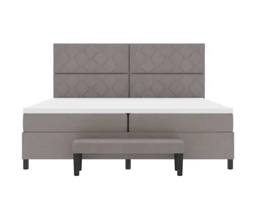 Kastītes Atsperu Gulta Pelēkbrūna 200 X 200 Cm Audums Vidaxl