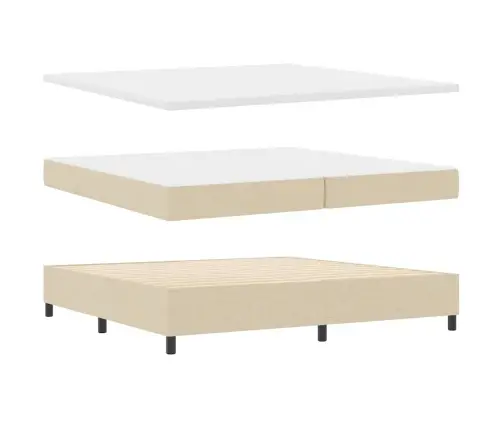 Kastītes Atsperu Gulta Ar Matraci Krēmkrāsa 200 X 200 Cm Audums Vidaxl