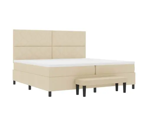 Kastītes Atsperu Gulta Ar Matraci Krēmkrāsa 200 X 200 Cm Audums Vidaxl