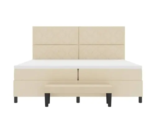 Kastītes Atsperu Gulta Ar Matraci Krēmkrāsa 200 X 200 Cm Audums Vidaxl