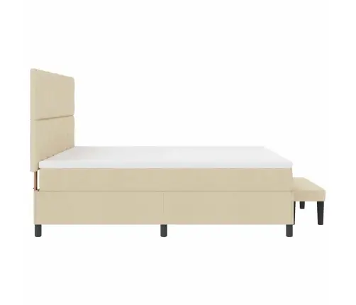 Kastītes Atsperu Gulta Ar Matraci Krēmkrāsa 200 X 200 Cm Audums Vidaxl