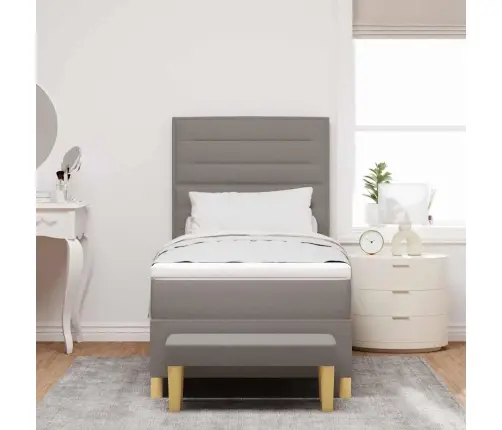 Kastītes Atsperu Gulta Ar Matraci Pelēkbrūna 80 X 200 Cm Audums Vidaxl