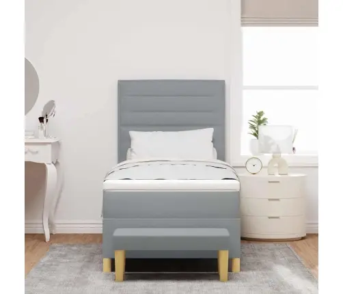 Kastītes Atsperu Gulta Gaiši Pelēka 90 X 190 Cm Audums Vidaxl