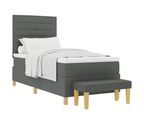 Kiemas Lova Su Čiužiniu Tamsiai Pilka 90 X 190 Cm Audinys