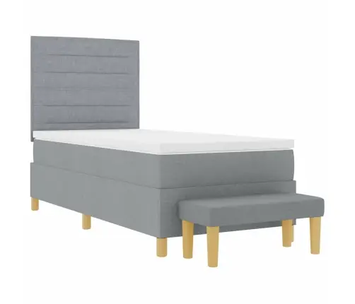 Kiemas Lova Su Čiužiniu Šviesiai Pilka 90 X 200 Cm Audinys