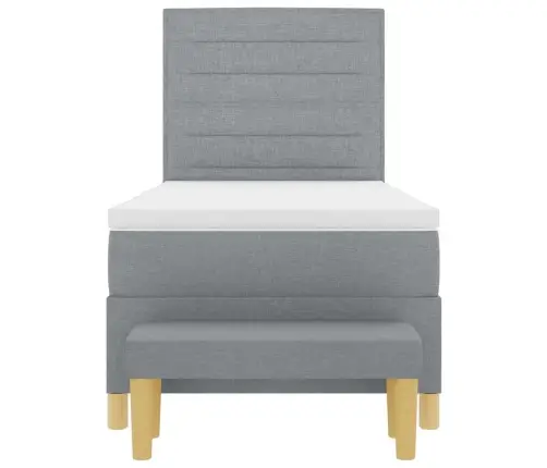 Kiemas Lova Su Čiužiniu Šviesiai Pilka 90 X 200 Cm Audinys