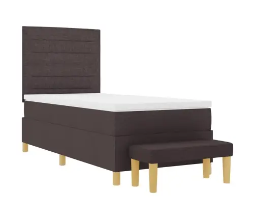 Kastītes Atsperu Gulta Tumši Brūna 90 X 200 Cm Audums Vidaxl