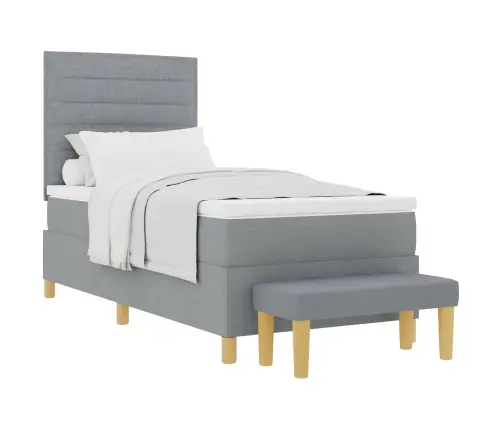 Kastītes Atsperu Gulta Gaiši Pelēka 100 X 200 Cm Audums Vidaxl