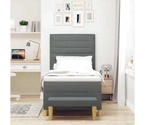 Kastītes Atsperu Gulta Tumši Pelēka 100 X 200 Cm Audums Vidaxl