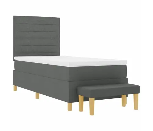 Kastītes Atsperu Gulta Tumši Pelēka 100 X 200 Cm Audums Vidaxl