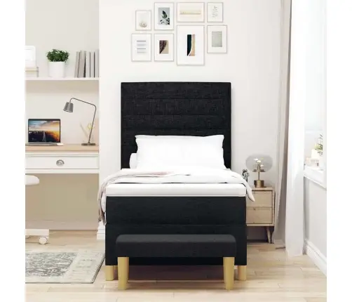 Box Spring Gulta Ar Matraci Un Soli Melns 100X200 Cm Audums Vidaxl