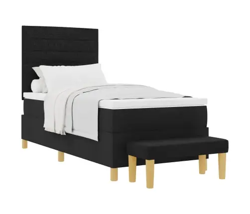 Box Spring Gulta Ar Matraci Un Soli Melns 100X200 Cm Audums Vidaxl