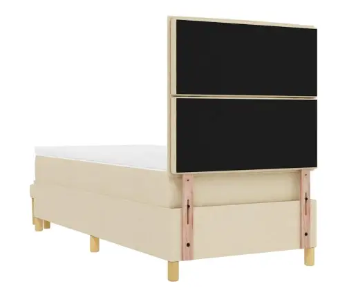 Kastītes Atsperu Gulta Ar Matraci Krēmkrāsa 100 X 200 Cm Audums Vidaxl