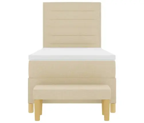 Kastītes Atsperu Gulta Ar Matraci Krēmkrāsa 100 X 200 Cm Audums Vidaxl