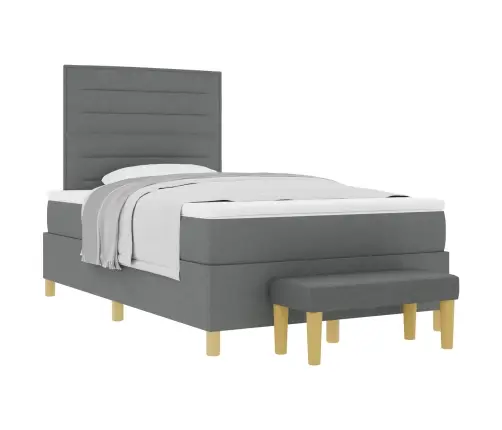 Kastītes Atsperu Gulta Tumši Pelēks 120 X 190 Cm Audums Vidaxl