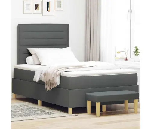 Kastītes Atsperu Gulta Tumši Pelēka 120 X 200 Cm Audums Vidaxl