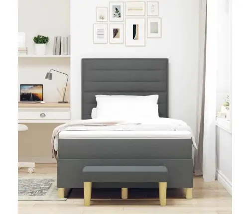 Kastītes Atsperu Gulta Tumši Pelēka 120 X 200 Cm Audums Vidaxl