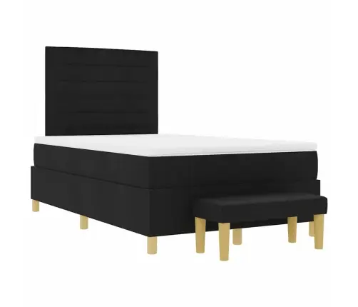 Kastes Gulta Ar Matraci & Sola Melnā Krāsā 120X200 Cm Audumā Vidaxl